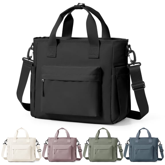 SYCNB Large Insulated Lunch Tote Bag with Shoulder Strap - Adult Lunch Box for Women Men, Work Lunch Bag with Water Bottle Holder, Black