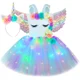 thumbnail image 2 of Vestido de princesa unicornio con tutú para niñas, vestido de tul con flores iluminadas con LED, ropa de fiesta de cumpleaños, disfraz de Halloween para niños, vestido, 2 of 5