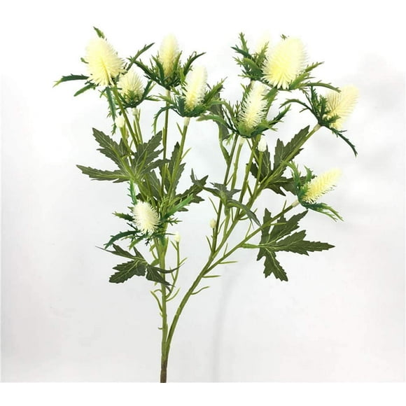 DIY Festival Plastic Artificial Flowers Eryngium Plant Simulation Fake Plants Craft Wedding Supplies(C White)