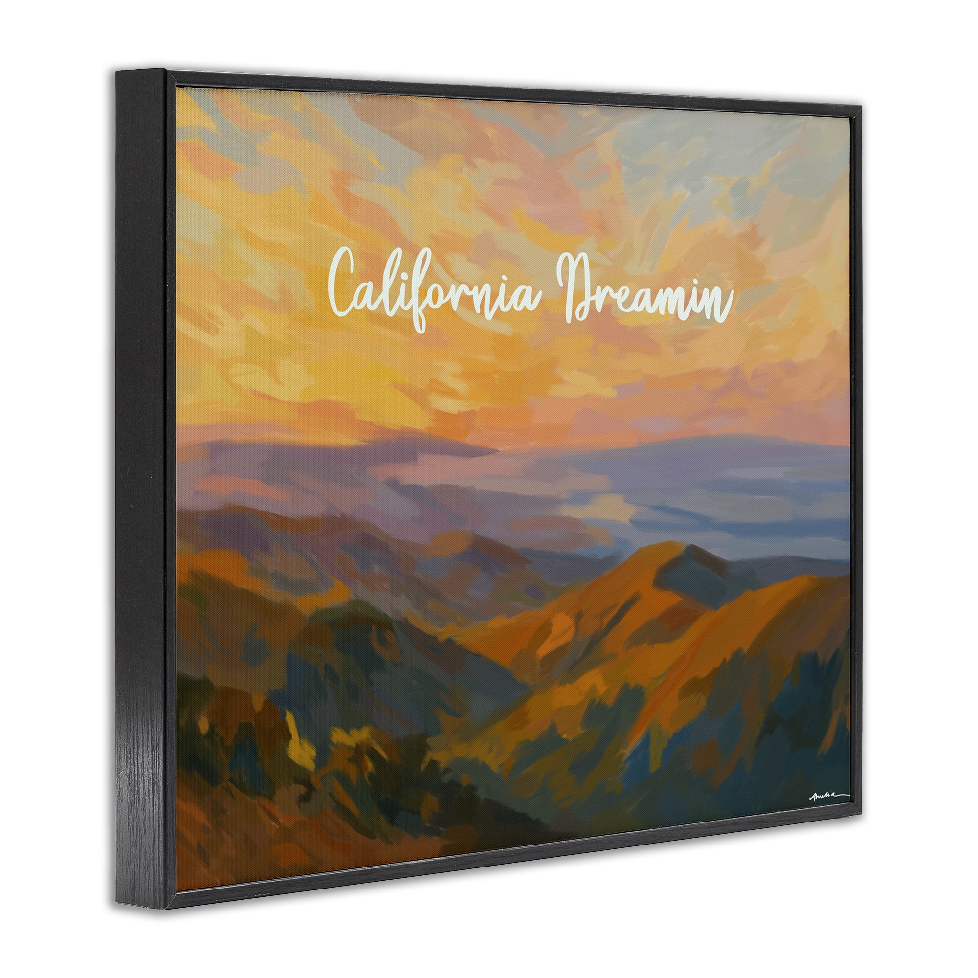 Stupell Industries California Dreamin' Mountains Black Framed Giclee Art, design by Amelia Noyes