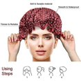 thumbnail image 4 of Paquete de 2 gorros de ducha impermeables (negro+rojo), gorros de ducha reutilizables, gorros de ducha elásticos de doble capa, accesorios grandes para el cabello de ducha para mujeres y niñas, spa de, 4 of 5