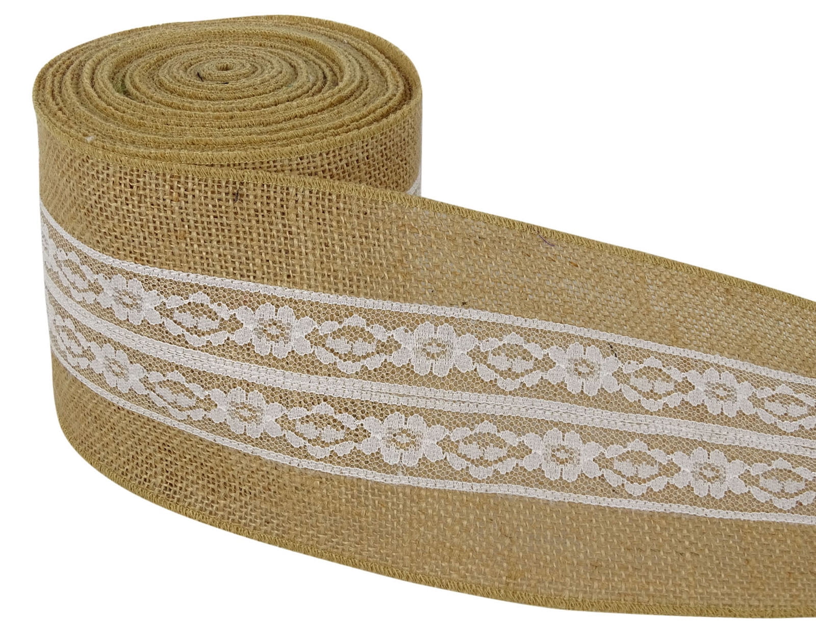 IBA Indianbeautifulart 10 Yard Natural Burlap Fabric Lace Wired Jute Trim Wedding Embellishments Ribbons For Crafts-4 Inches