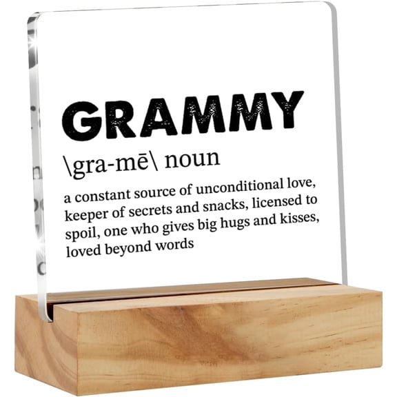 Grammy Gifts Grandma Gifts From Granddaughter Grandson, Nana Gifts for Grandma Birthday Christmas Mother's Day, Grammy Definition Clear Desk Sign Grandmother Acrylic Sign Presents