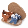 thumbnail image 5 of Huowey Girls Baby Sandals Summer Fashion Denim Cute Bow Lace Trim Adjustable Ankle Strap Open Toe Comfortable Flat Thick Soles Shoes Non- Lightweight Princess Sandals Footwear,Blue,0-6 Months, 5 of 6