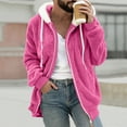 thumbnail image 4 of safuny Oversized Fuzzy Thickening Fleece Jackets For Men Solid Color Zip Hooded Coat Warm Winter Outerwear Hot Pink XL, 4 of 6