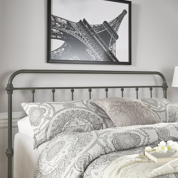 Weston Home Nottingham Spindle Metal King Headboard, Frost Grey