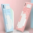 thumbnail image 3 of GJX Mechanical Keyboard Premium Liquid Silicone Construction Mechanical Floating Keyboard Thickened Base Plate Computer Keyboard for Windows Blue&White, 3 of 4