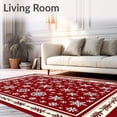 thumbnail image 2 of ODIKA 4'x6' Machine Washable Non-Slip Area Rug, Festive Snowflake Winter Holiday Joyful Hearth Celebration High Traffic Rug, Red, 629902, 2 of 7