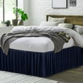 thumbnail image 2 of Pleated Bed Skirts Polyester Solid Dust Ruffle 14 Inch Drop Navy Blue, 24, 2 of 6