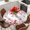 Red, variant on Brown Eucalyptus Leaves Round Tablecloth, Fitted Table Cover with Elastic for 36"-44" Round Tables, Spring Summer Botanical Table Cloth Outdoor Indoor Dinning Party Waterproof Tablecloths