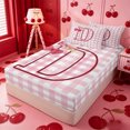 thumbnail image 2 of meiyoeat Girly Bow Personalized Monogram D Zipper Twin Comforter Sets with Fitted Sheet and 2 Pillowcases,Kawaii Cherry Print Zipper Bedding Set For Girl,Pink Reversible,4-Piece, 2 of 7