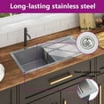 thumbnail image 6 of vidaXL 34.3-inch Kitchen Sink with Strainer, Top-Mount Sink Single Bowl, Silver Stainless Steel, 6 of 9