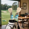 thumbnail image 3 of Uorisanigo Sea Turtle Golf Club Head Covers for Driver Fairway 3 Pcs Woods Headcovers with Double Elastic Band for Most Brand, Premium PU Leather Hybrid Head Covers Set, 3 of 7