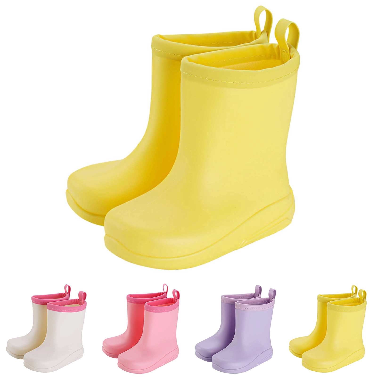 Tisuna Boys Girls Rain Boots Toddler Solid Color Anti- Easy On Booties Waterproof Lightweight Unisex Teen Children Rainy Day Outdoor Rain Shoes Size 9-9.5 Years