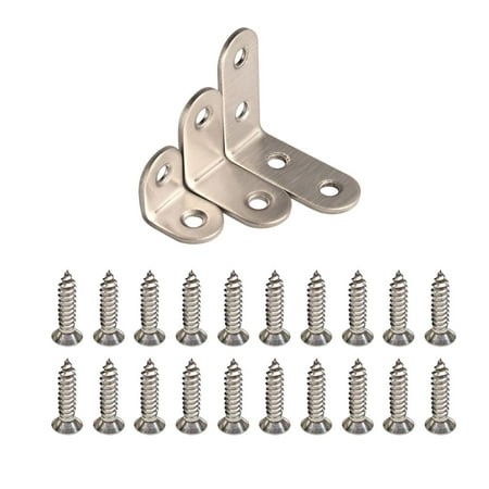 

1 Set of Thickened L-shaped Right Angle Stainless Steel Corner Laminate Support Laminate Connector for Furniture Feet Balance Supplies (Silver 9 Pcs Three Style Corner 40 Pcs Screws)
