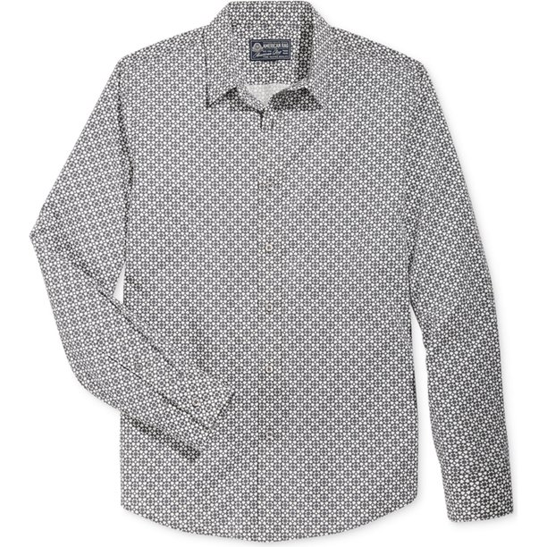 American Rag Severin Geo-Print Button Up Shirt para hombre, gris, pequeño