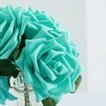Efavormart 24Pcs Artificial Flowers Real Touch Turquoise Foam Roses ...