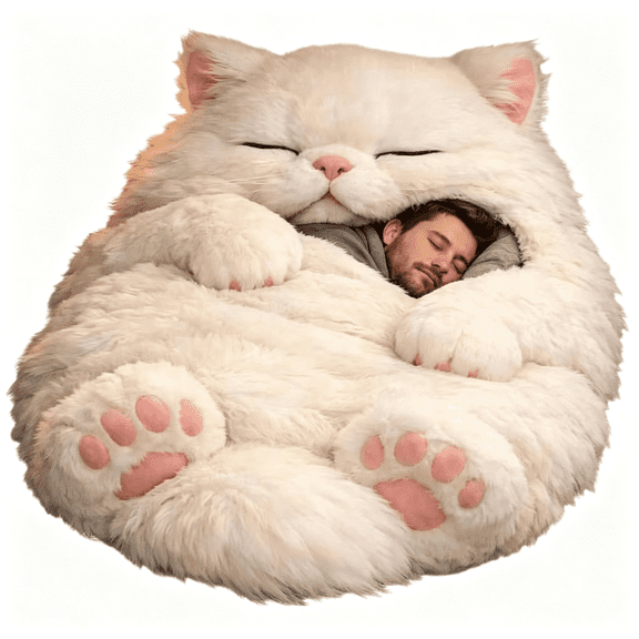 Arlajo ARLAJO Giant Fluffy Cat Sleeping Bag for Adults-Soft Plush Cat Shaped Sleeping Bag for Human,Cozy&Warm Envelope Style Blanket Animal Shaped Sleep Bags for Home Camping Travel