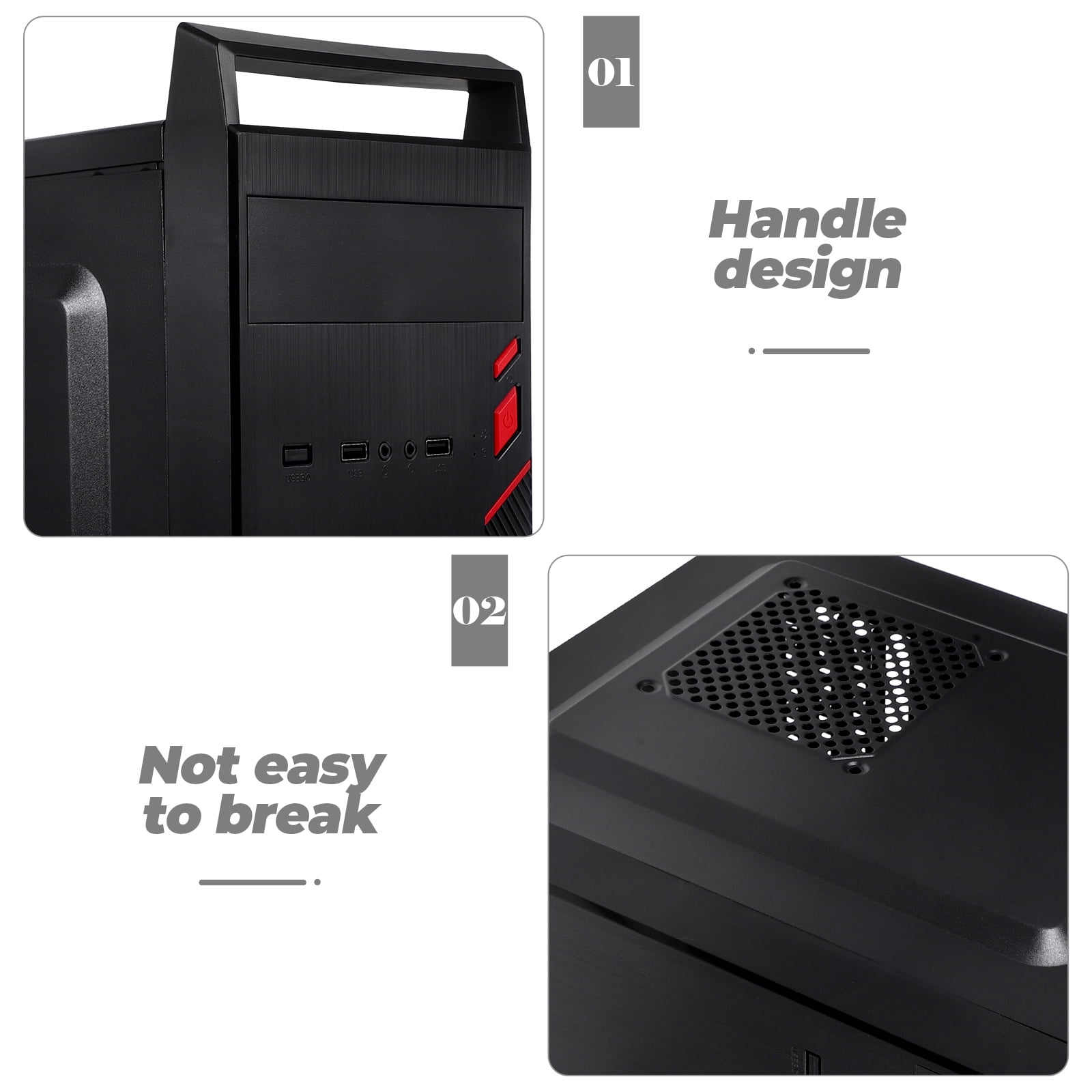 OUNONA Black PC Computer Case 1 Piece Computer Holder for Desktop Tower
