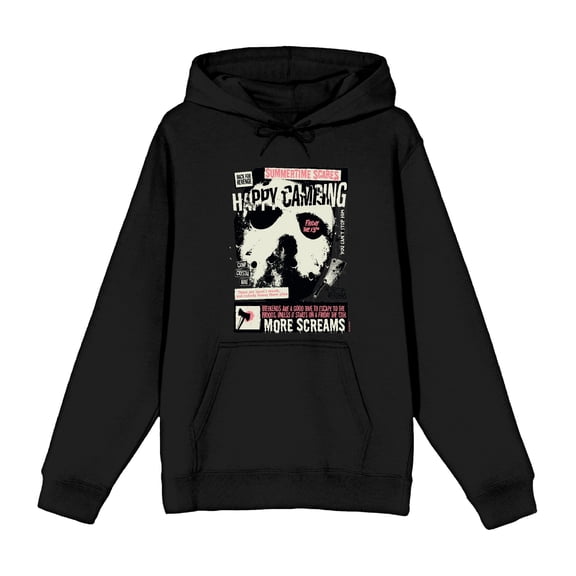 Friday the 13th Broken Mirror and Bloody Mask Adult Black Long Sleeve Hoodie-XL