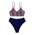 thumbnail image 2 of Cheers US Women's V-Wired Striped Reversible Two Piece Bikini Set Strappy Swimsuit, 2 of 7