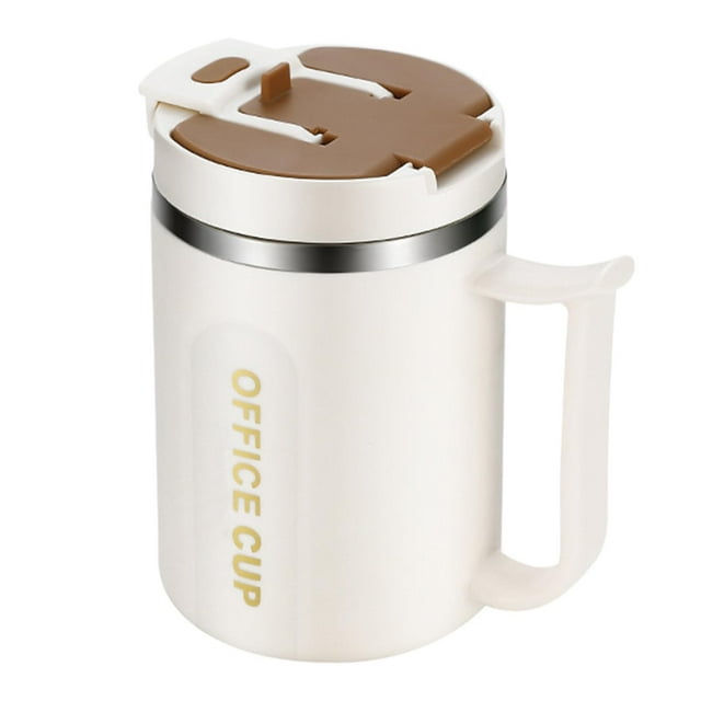 Coffee Cup 500Ml Insulated Stainless Coffee Mug with Lid And Handle Folding Spoon Inside The Lid Multifunctional Coffee Mug for Coffee Beverages And Juicescoffee Cup Rest Small Coffee Cups Muti-Color