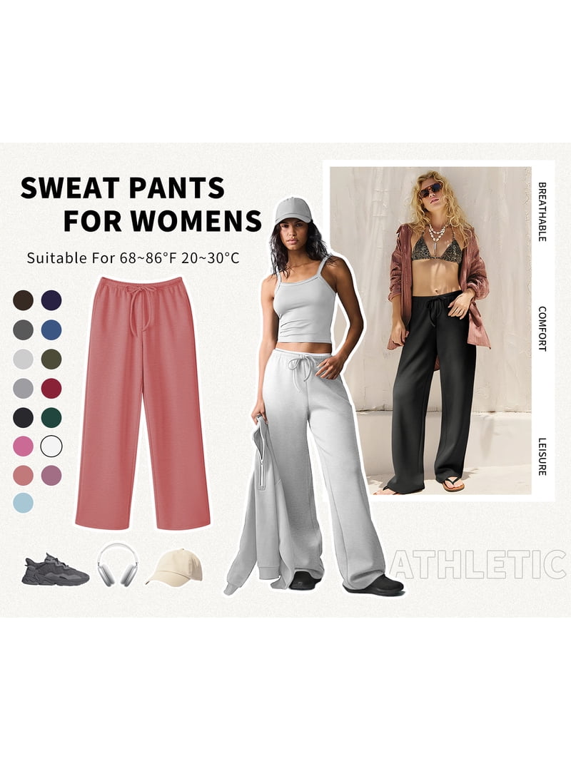 TEMOFON Womens Straight Leg Low rise Sweat Pants Wide Leg