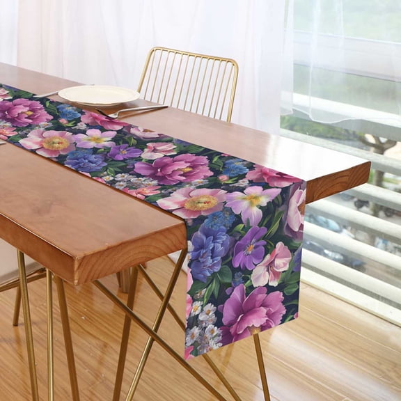 Yayeee Table Runner 70 inches Long for Home Kitchen Rectangle Dining Table Holiday Party Decoration, Soft Pinks Flowers
