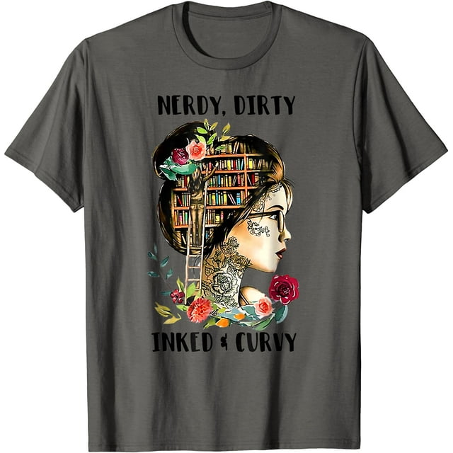 T-Shirt Vintage Nerdy Encre Sale Fille Courbée Amatrice de Lecture - comme sur l'Image - S