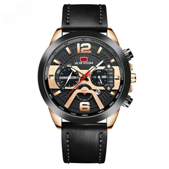 Explojoy Men's Casual Quartz Watch – Leather Strap, Calendar Display, Waterproof, Minimalist Business Design