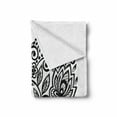 thumbnail image 2 of Hearts Soft Flannel Fleece Throw Blanket, Silhouette of Heart as a Floral Leaves with Monochrome Petals, Cozy Plush for Indoor and Outdoor Use, 70" x 90", Black and White, by Ambesonne, 2 of 6