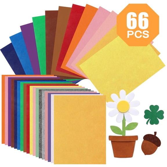 Tripumer 66 Pcs Stiff Felt Sheets Craft Felt Non Woven Felt Felt Fabric Patchwork for DIY Sewing Craft Patchwork Decoration