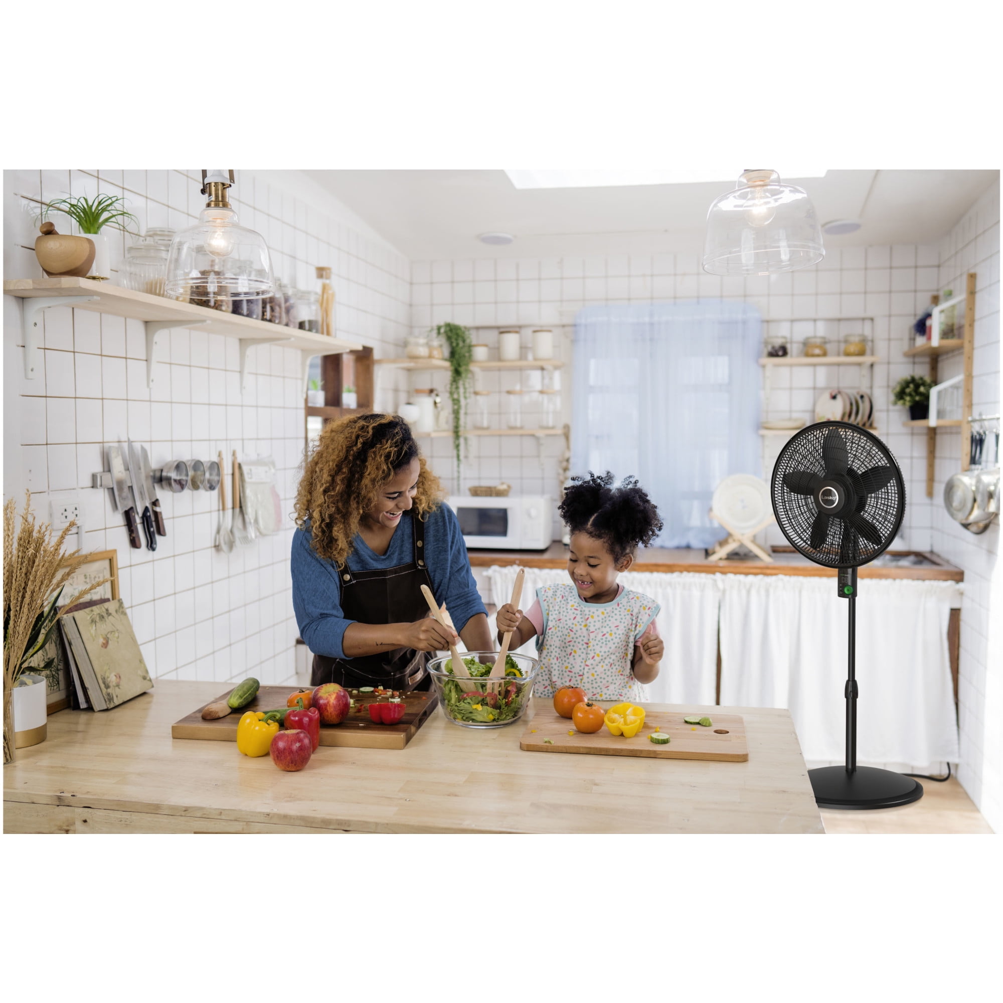 Lasko WhisperForce 18" 12 Speed Oscillating Remote Control DC Motor Pedestal Fan, Black, S18708