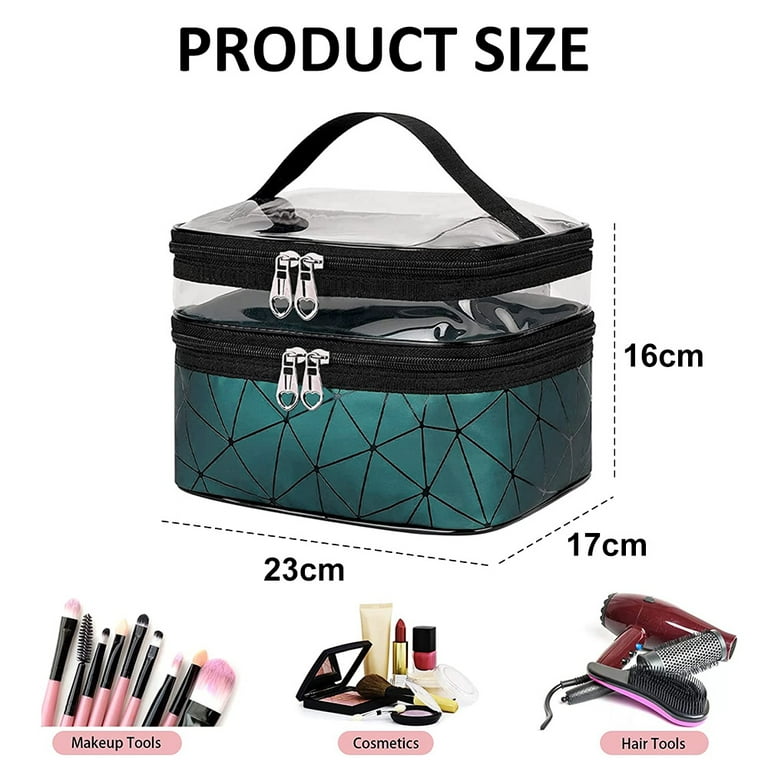  Makeup Bag,Leather Double Layer Large Makeup Organizer Bag,Travel  Accessories Dorm Room Essentials Toiletry Bag for Women,Travel Essentials Cosmetic  Bag Makeup Case,Valentines Day Gifts for Her Wife : Beauty & Personal Care
