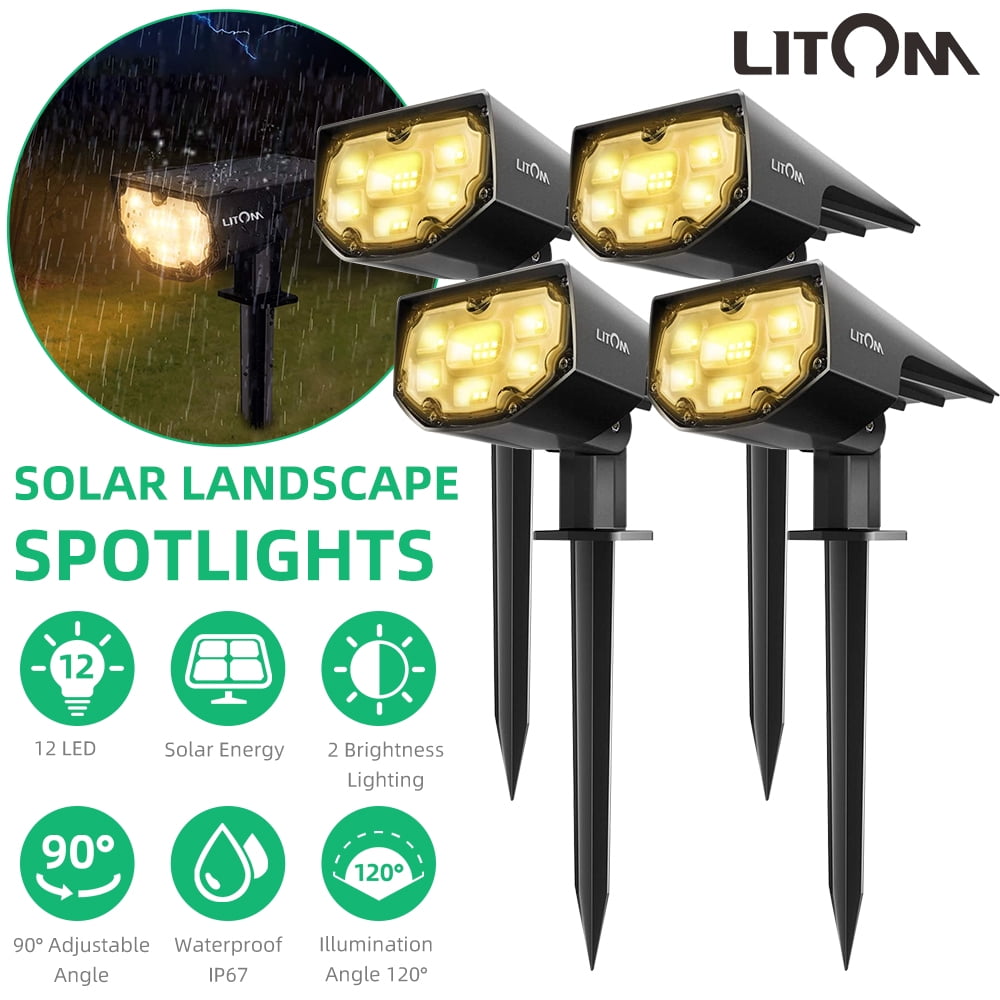 Litom 32LED Solar Lights Landscape Spotlight IP67 Outdoor Garden Lamp Waterproof 