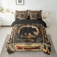 thumbnail image 2 of Manfei Wild Bear Deer Bedding Comforter Set 7-Piece, Vintage Lake House Full Bedding Set, Boho Aztec Checkered Fitted Sheet Flat Sheet, Ultra Soft Home Decor, 2 of 8