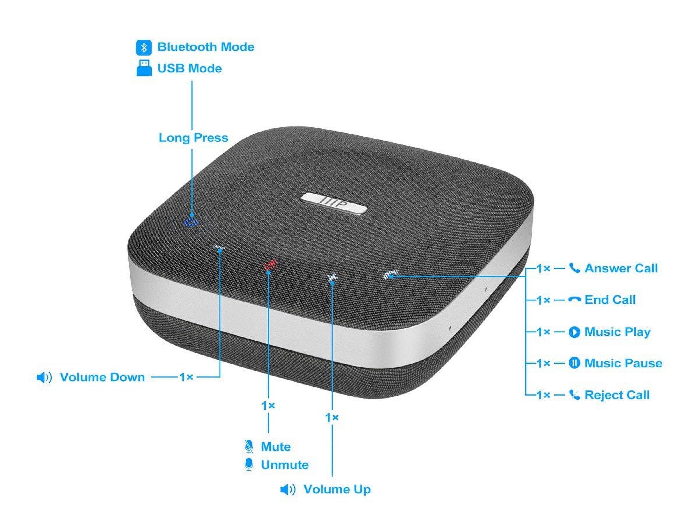 Monoprice All‑in‑One Conference Room Speakerphone Dock Compact Bluetooth Wireless Omnidirectional Microphone Conference Speaker for Home Officce For Teams and Zoom