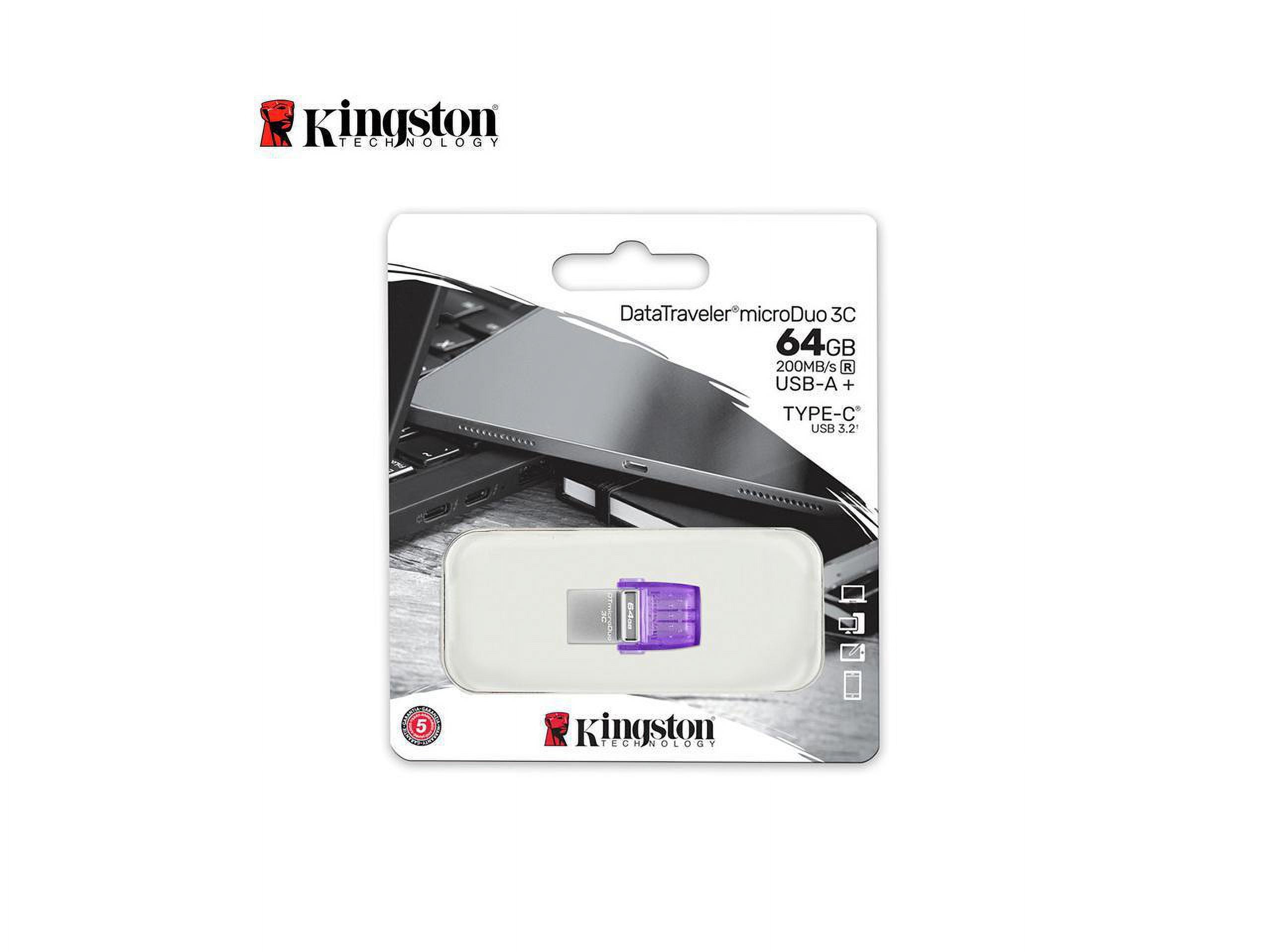 Kingston 64GB DataTraveler microDuo 3C USB Flash Drive USB Type-C and Type-A Flash Drive