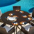 thumbnail image 6 of Brown Soccer Round Tablecloth 36-44 Inch Round Fitted Table Cloth with Elastic Edge, Orange Blue Football Sports Waterproof Table Cover Protector for Outdoor Picnic Party Dining, 6 of 9