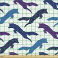 thumbnail image 2 of Fox Fabric by the Yard Upholstery, Repeating Silhouettes of Wild Forest Animal Reynard Along Polka Dots on Skin, Decorative Fabric for DIY and Home Accents, White and Indigo by Ambesonne, 2 of 5