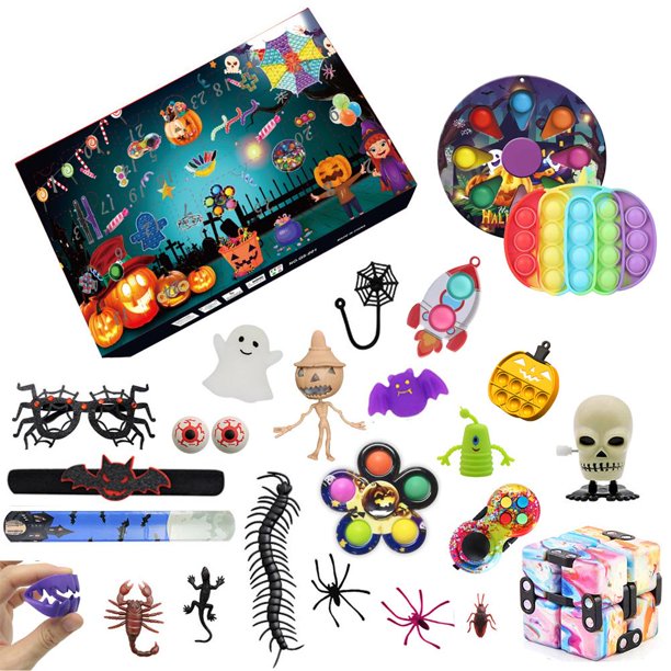 Adviento, Calendario De Cuenta Regresiva De Halloween, Conjunto De Juguetes Sensoriales, Juguetes Para Apretar Con Burbujas Para Aliviar El Estrés, Regalos De Recuerdo De Halloween sonducket HA046145-06