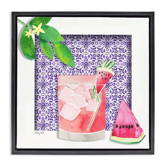 Stupell Industries Fruity Watermelon Drink Food & Beverage Painting Black Floater Framed Canvas Art Print Wall Art, 18 x 18