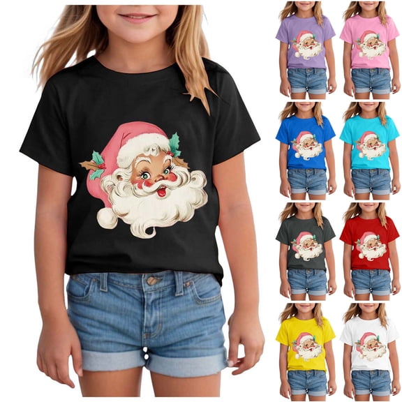 Ulanda Funny Vintage Pink Santa Claus Pink Christmas Christmas Shirts for Kid (Blue, 13-14 Years)