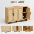 thumbnail image 6 of 4-Door Large Wooden Sideboard Buffet Cabinet with Natural Rattan Doors, Bohemian Kitchen Storage Cabinet with Adjustable Shelves, Coffee Bar Console Table for Dining Room, Entryway, Living Room, 6 of 7