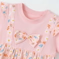 thumbnail image 6 of Mifsaly Little Girl Dresses Crewneck Flutter Sleeve Summer Dress Floral Print Patchwork Flowy Everyday Wear Sweet Sundress, 6 of 8
