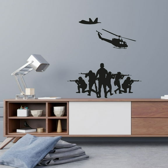 Cool Soldiers Helicopter Military Swat Team Army Men Soldier Wall Sticker Art Decal for Girls Boys Room Rooms Playroom Bedroom Gym House Home Decor Stickers Wall Art Vinyl Decoration Size (30x22 inch)