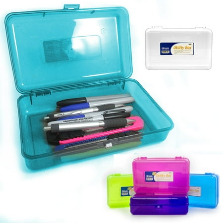 Plastic Pen Box - Plastic Pencil Box Case Kids School Office Supplies Pen Art Craft Organizer New