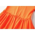 thumbnail image 7 of LittleSpring Toddler Girls Short Sleeve Dress Skater Twirly Stretch Backless Dress Kneelength Silk Like Solid Orange 2T, 7 of 7