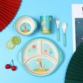 thumbnail image 2 of set of environmentally friendly bamboo fiber children's tableware set baby cartoon divided plate, 2 of 5