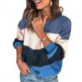 thumbnail image 3 of Suéter de rayas de moda para mujer, suéter de manga larga con cuello redondo para otoño e invierno, jersey de punto suelto con retazos para mujer, 3 of 5